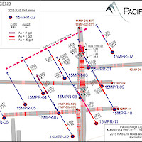 Plan of 2015 RAB holes showing assay highlights